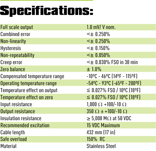 dslc submersible load cell specifications